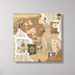 Oud botanisch plakboek collage antieke wand canvas afdruk