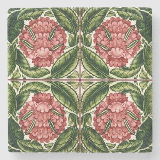 Oud botanisch Victoriaans ontwerp Stenen Onderzetter (Voorkant)