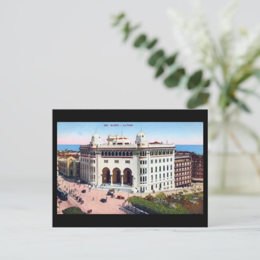 Oud Briefkaart - Algiers, Post Kantoor (Staand voorkant)