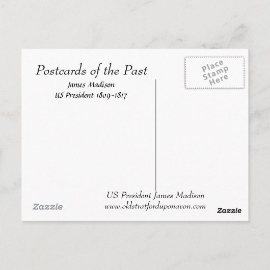 Oud Briefkaart - Amerikaans President James Madiso (Achterkant)