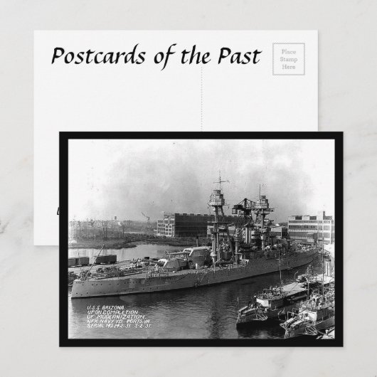 Oud Briefkaart - Amerikaans slagschip "Arizona" (Voorkant / Achterkant)