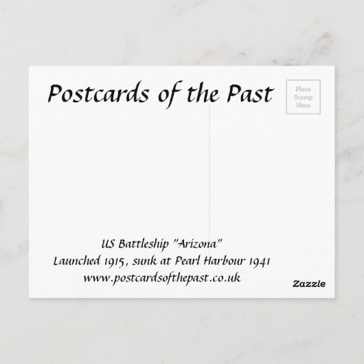 Oud Briefkaart - Amerikaans slagschip "Arizona" (Achterkant)