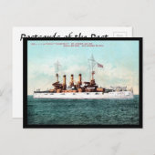 Oud Briefkaart - Amerikaans slagschip "Connecticut (Voorkant / Achterkant)
