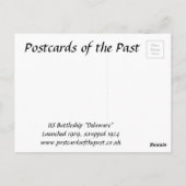 Oud Briefkaart - Amerikaans slagschip "Delaware". (Achterkant)