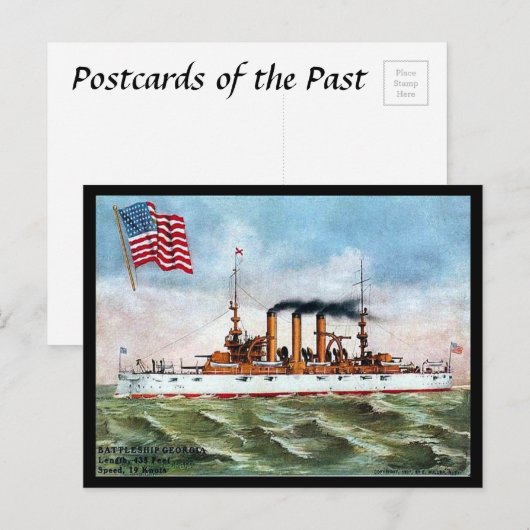 Oud Briefkaart - Amerikaans slagschip "Georgia" (Voorkant / Achterkant)