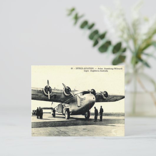 Oud Briefkaart - Armstrong-Whitworth Plane (Staand voorkant)