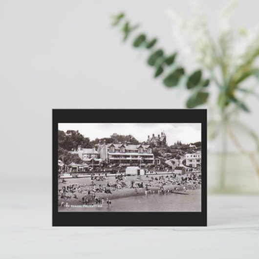 Oud Briefkaart - Beach, Felixstowe, Suffolk (Staand voorkant)