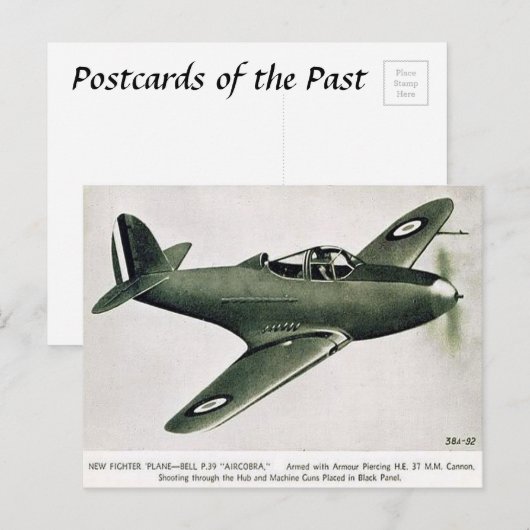 Oud Briefkaart - Bell P.39 Aircobra Fighter Plane (Voorkant / Achterkant)
