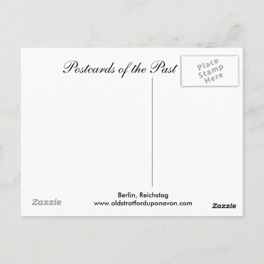 Oud Briefkaart, Berlijn, Reichstag Briefkaart (Achterkant)