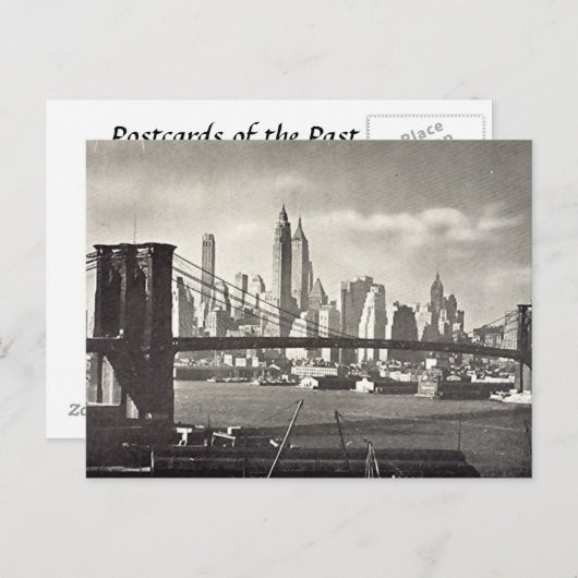Oud Briefkaart - Brooklyn Bridge, NYC (Voorkant / Achterkant)