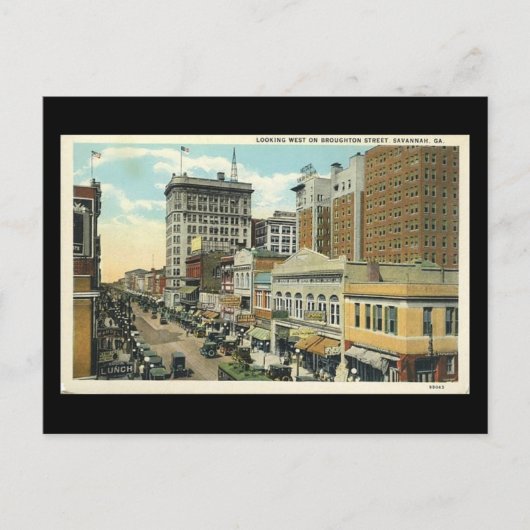 Oud Briefkaart, Broughton St, Savannah, Georgia Briefkaart (Voorkant)