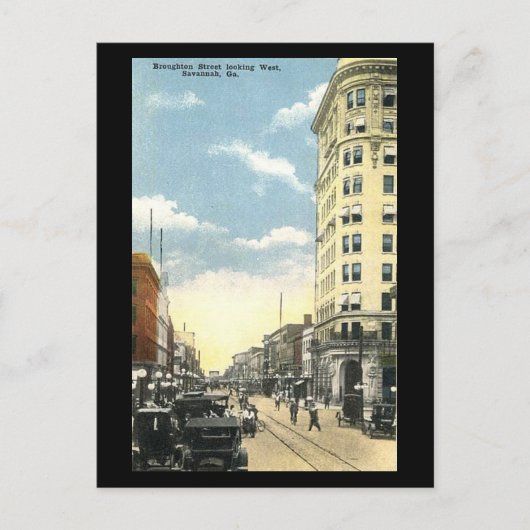Oud Briefkaart, Broughton St, Savannah, Georgia Briefkaart (Voorkant)