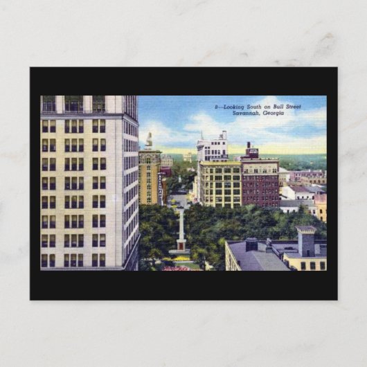 Oud Briefkaart - Bull St, Savannah, Georgia (Voorkant)