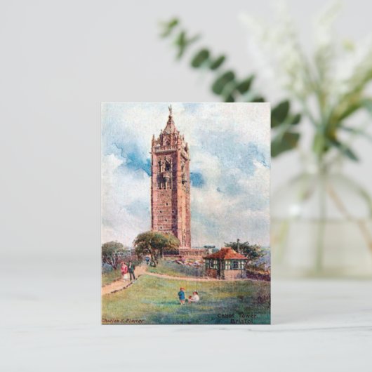 Oud Briefkaart - Cabot Tower, Bristol (Staand voorkant)