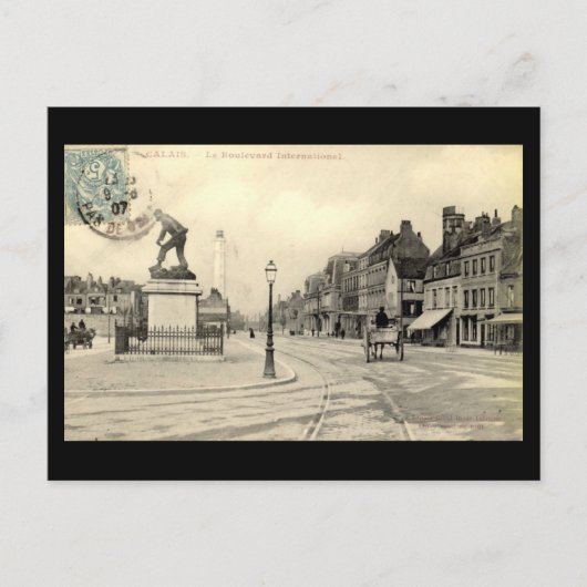 Oud Briefkaart - Calais, Boulevard International, (Voorkant)