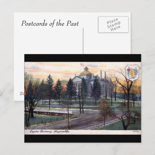 Oud Briefkaart - Capitol Building, Augusta, Maine (Voorkant / Achterkant)