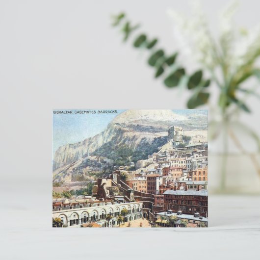 Oud Briefkaart - Casemates Barracks, Gibraltar (Staand voorkant)