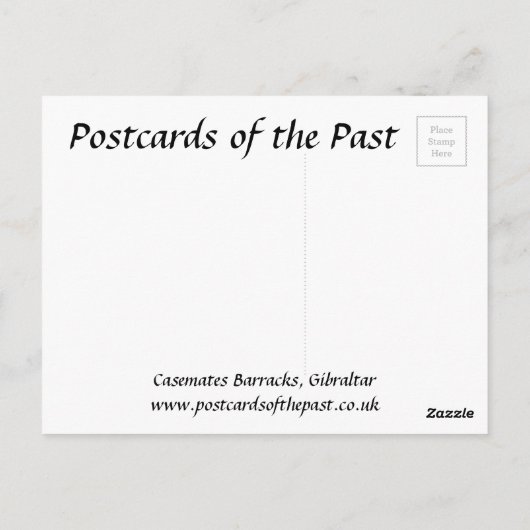 Oud Briefkaart - Casemates Barracks, Gibraltar (Achterkant)