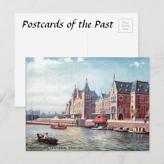 Oud Briefkaart - Centraal station, Amsterdam (Voorkant / Achterkant)