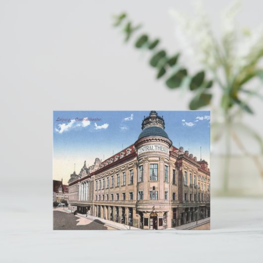 Oud Briefkaart - centraal theater, Leipzig (Staand voorkant)