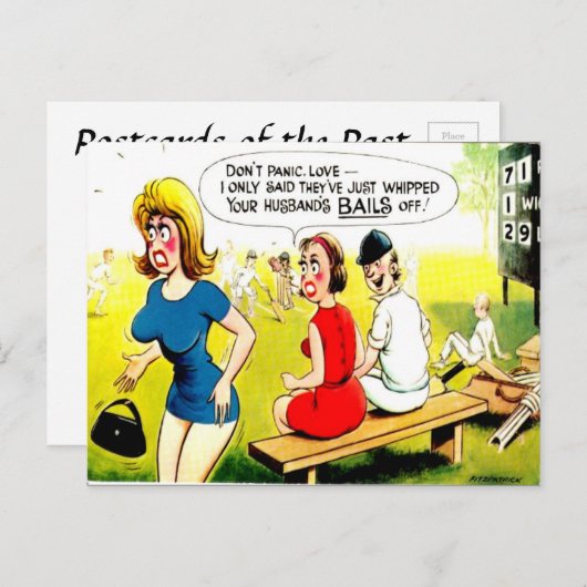 Oud Briefkaart - Comic Cricket Briefkaart (Voorkant / Achterkant)