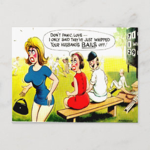 Oud Briefkaart - Comic Cricket Briefkaart