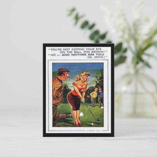 Oud Briefkaart - Comic - Golf (Staand voorkant)