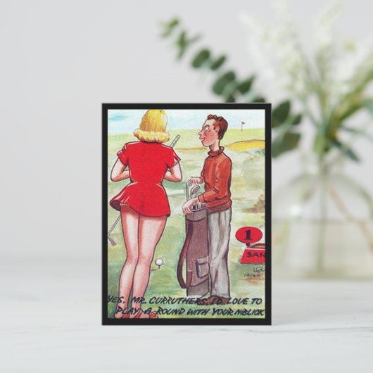 Oud Briefkaart - Comic - Golf (Staand voorkant)