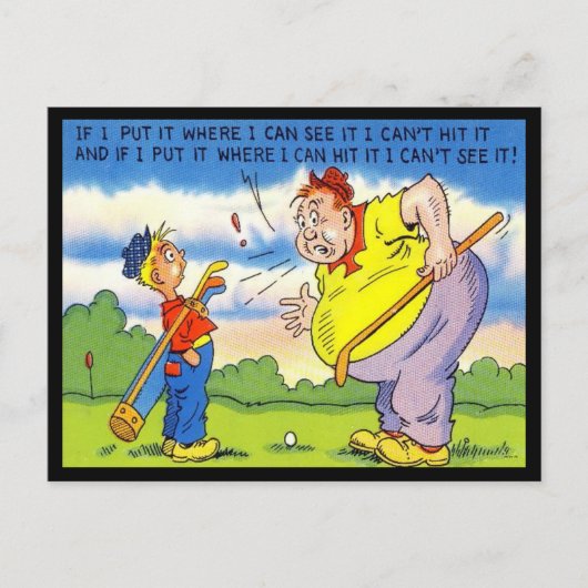 Oud Briefkaart - Comic - Golf (Voorkant)