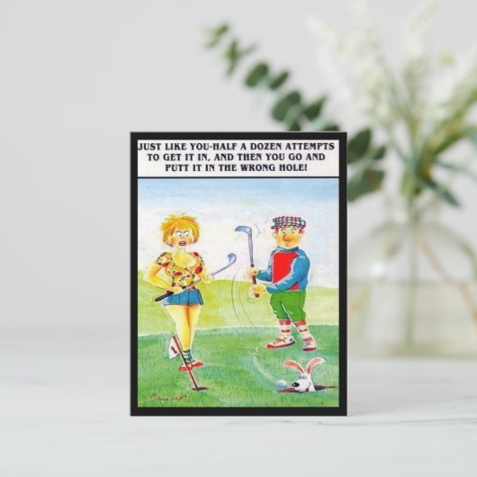 Oud Briefkaart - Comic - Golf (Staand voorkant)