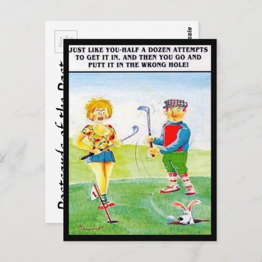 Oud Briefkaart - Comic - Golf (Voorkant / Achterkant)