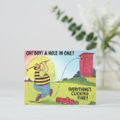 Oud Briefkaart - Comic - Golf - Hole in One (Staand voorkant)
