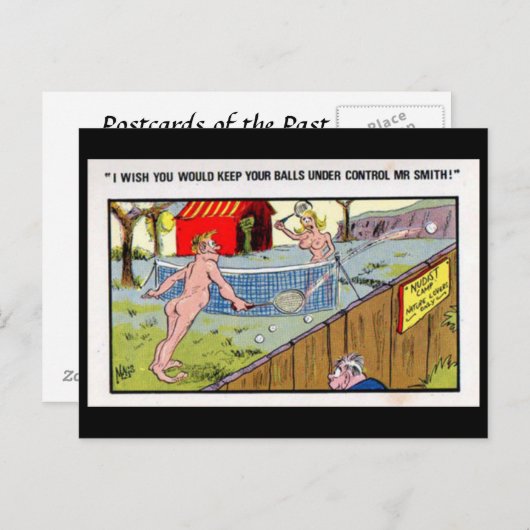 Oud Briefkaart - Comic - Tennis (Voorkant / Achterkant)