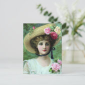 Oud Briefkaart - Dame in een Pet (Staand voorkant)