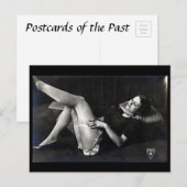 Oud Briefkaart - Dame in Stockings (Voorkant / Achterkant)