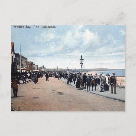 Oud Briefkaart - De promenade, Whitley Bay (Voorkant)