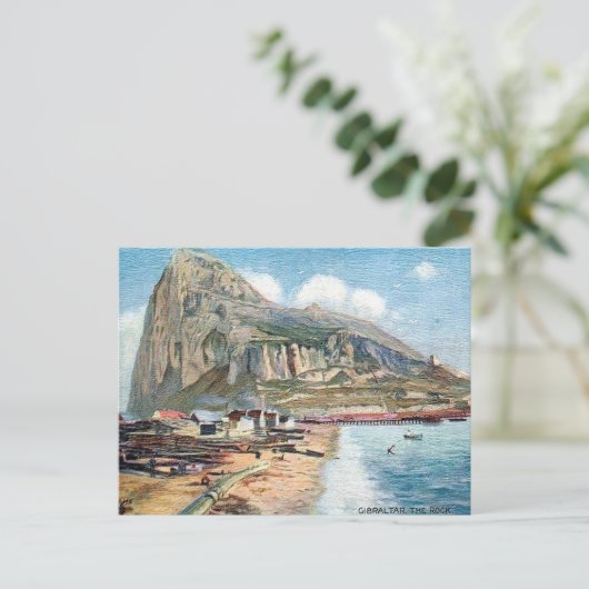 Oud Briefkaart - De steen van Gibraltar (Staand voorkant)