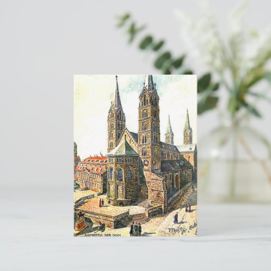 Oud Briefkaart - Der Dom, Bamberg, Bayern (Staand voorkant)