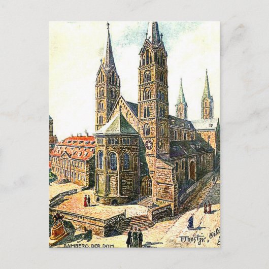 Oud Briefkaart - Der Dom, Bamberg, Bayern (Voorkant)