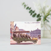 Oud Briefkaart - Dion-Bouton-bus in Parijs (Staand voorkant)