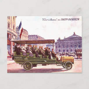 Oud Briefkaart - Dion-Bouton-bus in Parijs