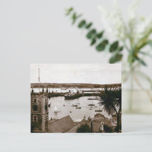 Oud Briefkaart - Dokken, Falmouth, Cornwall (Staand voorkant)