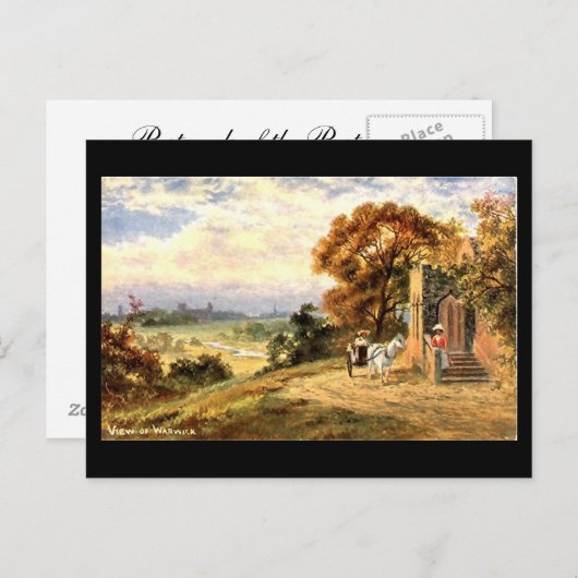 Oud Briefkaart, een Uitzicht Warwick Briefkaart (Voorkant / Achterkant)