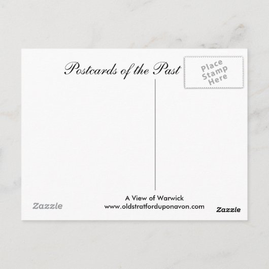 Oud Briefkaart, een Uitzicht Warwick Briefkaart (Achterkant)