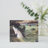 Oud Briefkaart - een zalm aan land (Staand voorkant)