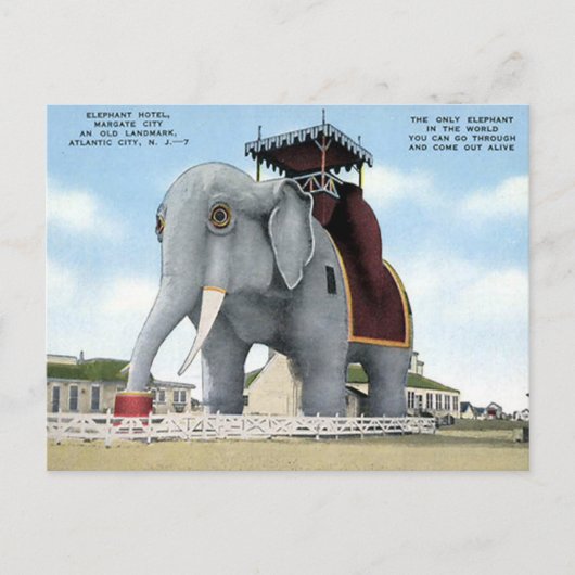 Oud Briefkaart - Elephant Hotel, Atlantic City (Voorkant)