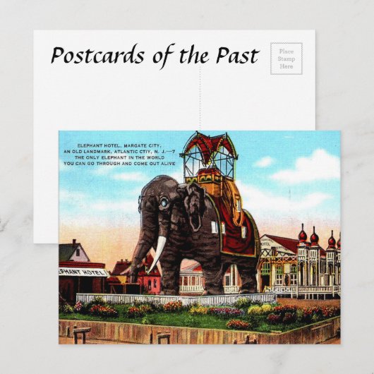 Oud Briefkaart - Elephant Hotel, Atlantic City (Voorkant / Achterkant)