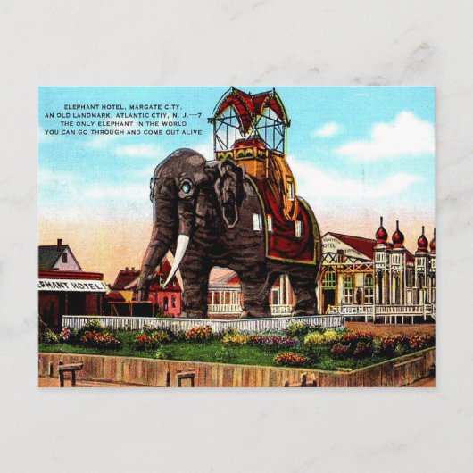 Oud Briefkaart - Elephant Hotel, Atlantic City (Voorkant)
