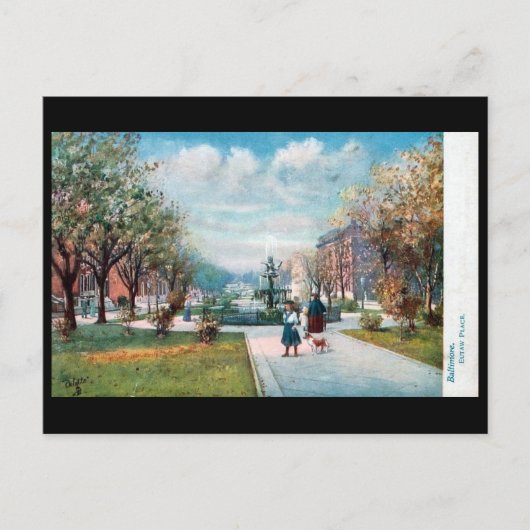 Oud Briefkaart - Eutaw Place, Baltimore, Md (Voorkant)