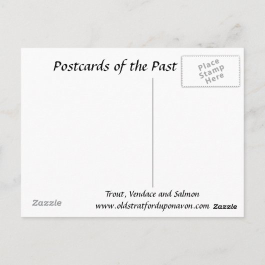 Oud Briefkaart - forel, verkoper en zalm (Achterkant)
